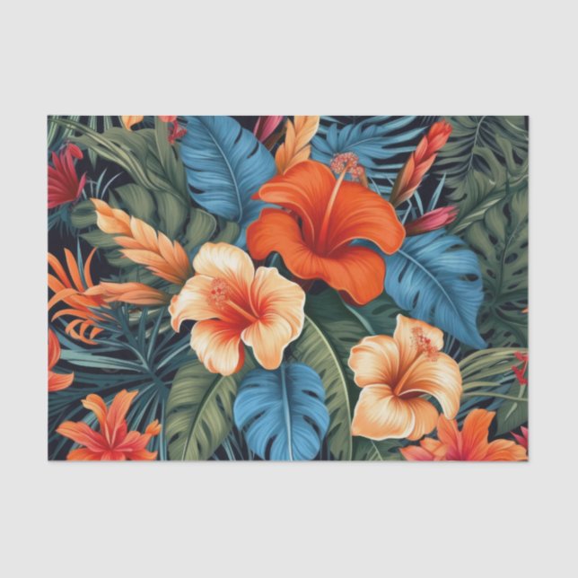 Seda Papel de deshielo floral tropical - Flores vibrant (Anverso)