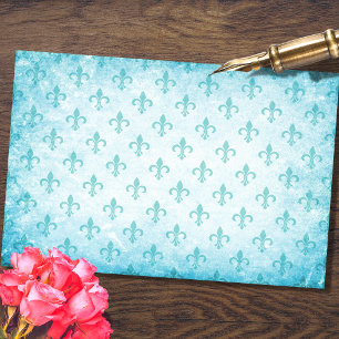 Seda Papel De Desnudo Fleur De Lis Aqua