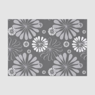 Seda Papel de diseño floral gris y blanco