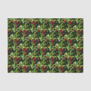 Seda Papel de embalaje del navidad de la baya del acebo