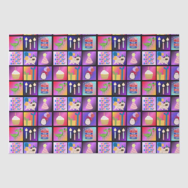 Seda Papel de envoltura de cumpleaños feliz (Anverso)