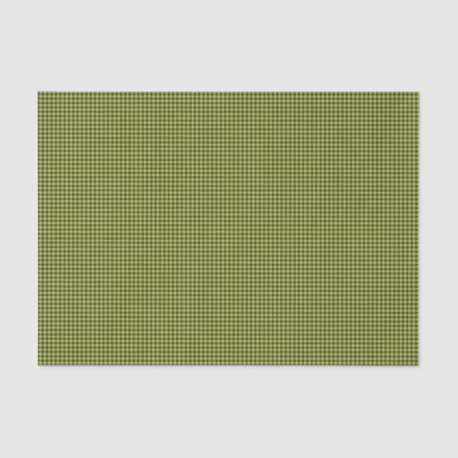 Seda PAPEL DE ENVOLTURA DE Gingham-TISSUE DE Olive Gree (Anverso)