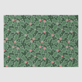 Seda Papel de envoltura para Navidades de Green Holly