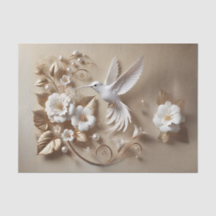 Seda Papel de envolver con decoupage de colibrí blanco