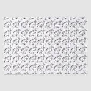 Seda Papel de envolver de peces de brea negra en blanco