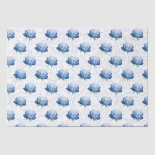 Seda Papel de envolvimiento botánico de la peonía azul 