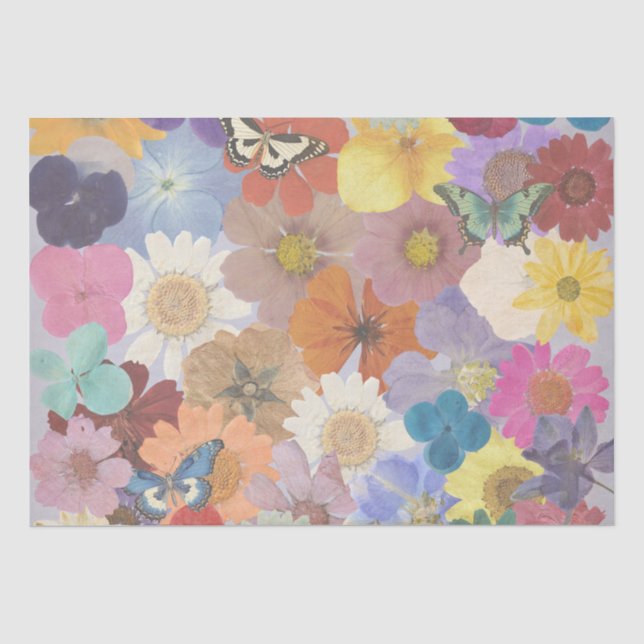 Seda Papel de envolvimiento de flores florales a presió (Anverso)