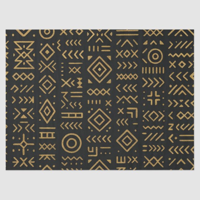 Seda Papel de envolvimiento tribal Afro Luxe Black & Go (Anverso)