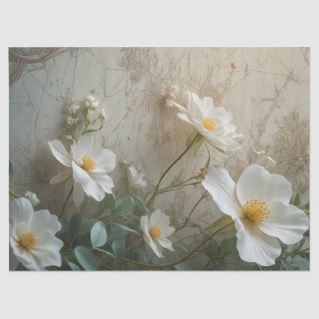 Seda Papel de época y flores de primavera (Anverso)