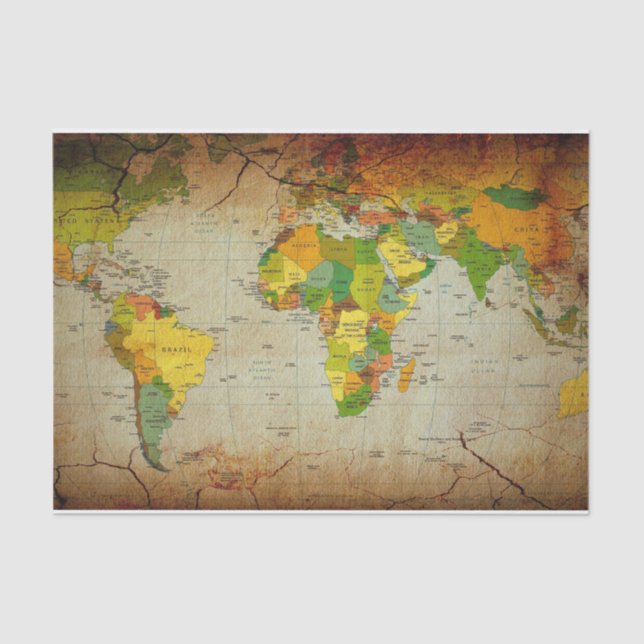 Seda Papel de exposición del mapa mundial de cosechas (Anverso)
