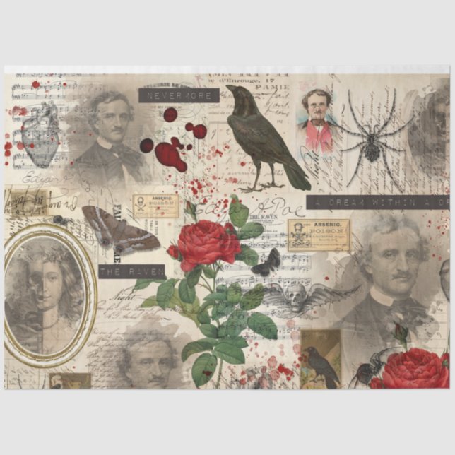 Seda Papel de halloween de poesía gótica muerte y eco d (Anverso)
