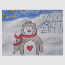 Seda Papel de hilo pingüino de nieve en invierno