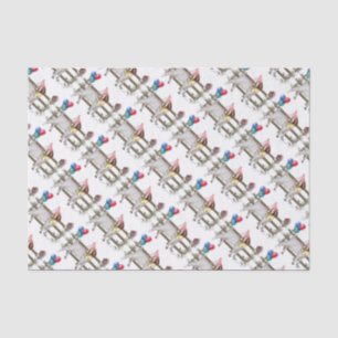 Seda Papel de la fiesta de cumpleaños con estampado de 