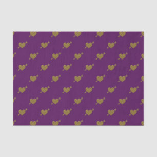 Seda PAPEL DE LLAVE DE CORAZÓN-PURPLE-TEJIDO DE Oro Gra