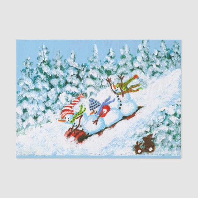 Seda Papel de los muñecos de nieve del navidad (Anverso)