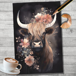 Seda Papel de manteca Highland Cow Watercolor 2