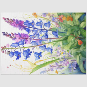 Seda Papel de melocotón con azulejos florales de primav