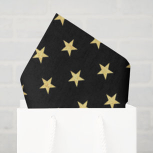 Seda papel de papel de fiesta de estrellas de oro negro