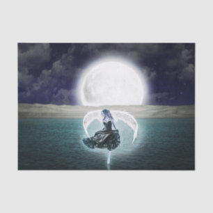 Seda papel de papel de tejido de ángel de luna de gótic