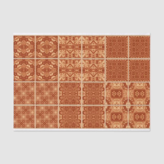 Seda Papel de papel de tejido de tejas rojas, naranjas  (Anverso)