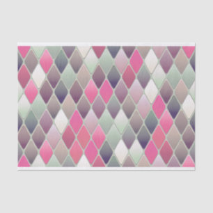 Seda papel de papel rosa verde de diamante pastel