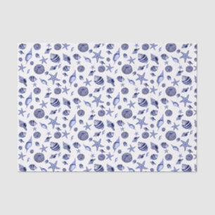 Seda Papel de papel tisular de conchas azules y blancas