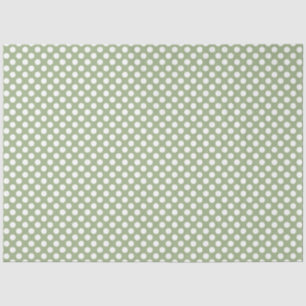 Seda Papel de punto verde y polka blanco sabio
