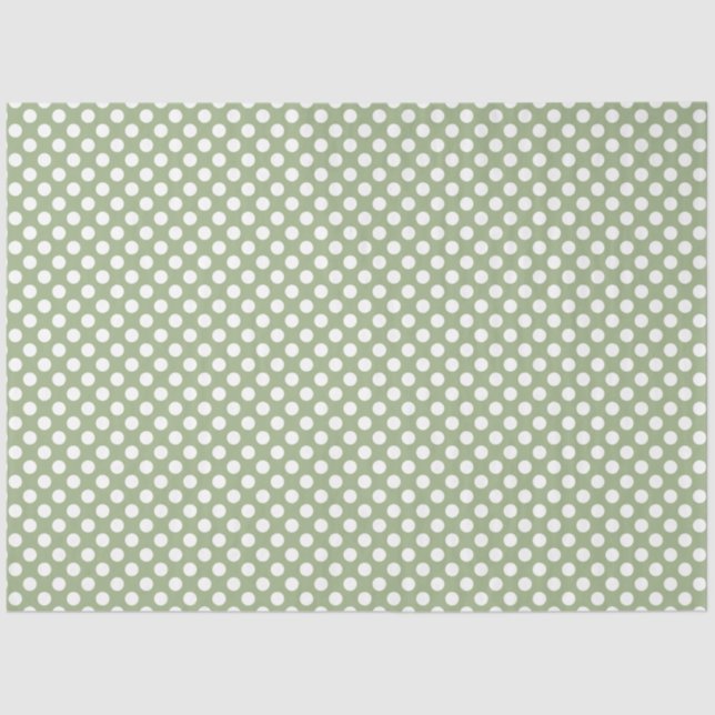 Seda Papel de punto verde y polka blanco sabio (Anverso)