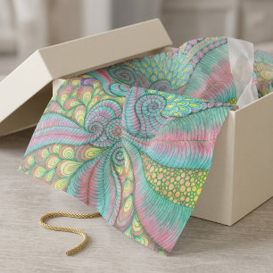 Seda Papel de regalo con remolino dibujado a mano en ro