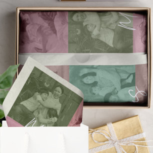 Seda Papel de regalo de collage de fotos de Navidad fam