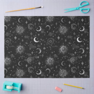 Seda Papel de regalo de lunas y estrellas celestes mono
