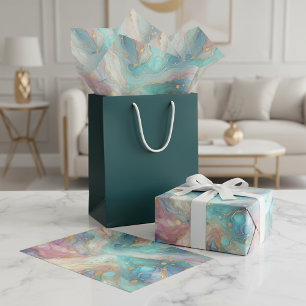 Seda Papel de regalo de mármol dorado colorido elegante