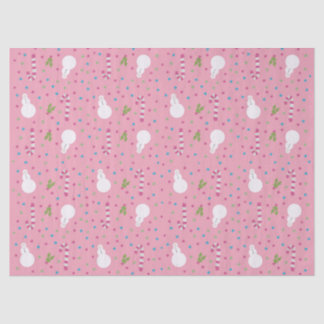 Seda Papel de regalo de muñeco de nieve rosa 