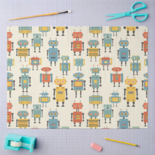 Seda Papel de regalo de Robots Retro