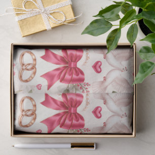 Seda Papel de regalo floral con palomas de color rosa c