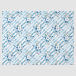 Seda Papel de regalo floral de acuarela azul