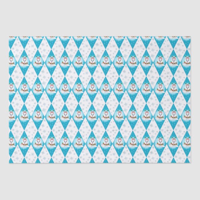 Seda Papel de regalo Navideño con patrón de diamantes y (Anverso)