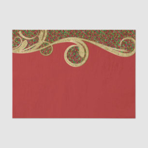 Seda Papel de regalo navideño glamuroso verde rojo dora