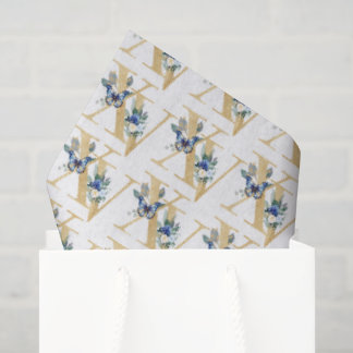 Seda Papel de regalo Quinceañera Mariposa Azul Dorado