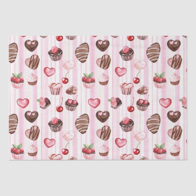 Seda Papel de relleno de tejidos de Choco Heart Valenti (Anverso)