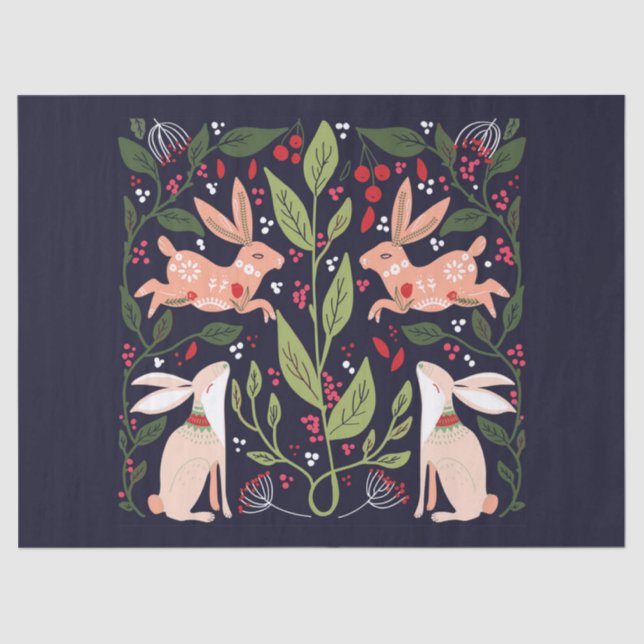 SEDA PAPEL DE SEDA: ARTE FOLLETO: RABBBITS (Anverso)