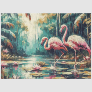 Seda Papel de seda/artesanal de flamencos tropicales