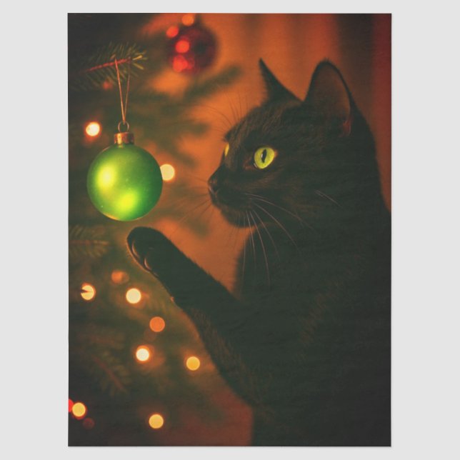 Seda Papel de seda/manualidades de gato de Navidad (Anverso)