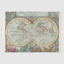 PAPEL DE SEDA: MAPA MUNDIAL ANTIGUA