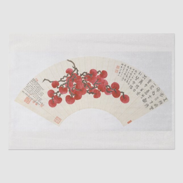 SEDA PAPEL DE SEDA: PINTURA CHINA: LYCHÉES (Anverso)