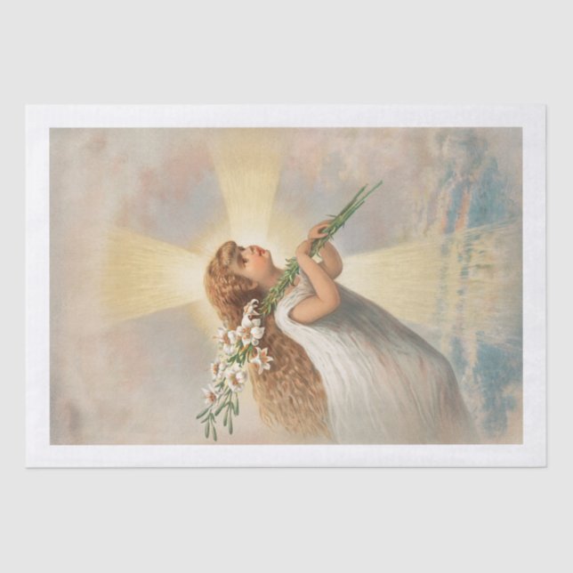 SEDA PAPEL DE SEDA: VINTAGE ANGEL Y LILLAS (Anverso)