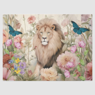 Seda Papel de tapón con mango de león y flores de desva