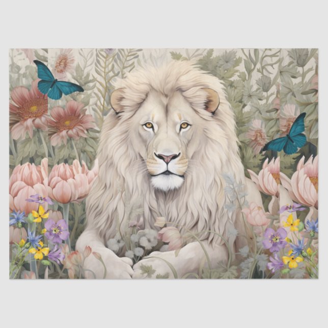 Seda Papel de tapón con mango de león y flores de desva (Anverso)