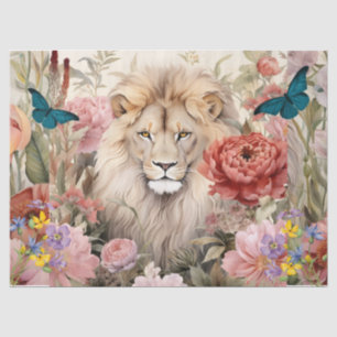 Seda Papel de tapón con mango de león y flores de desva