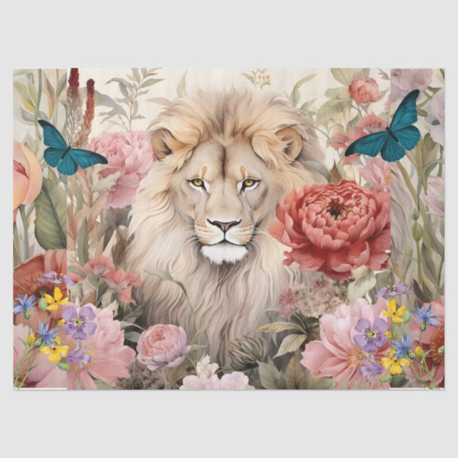 Seda Papel de tapón con mango de león y flores de desva (Anverso)